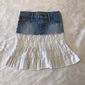 Girls Paris Blues Jean Skirt with White Tier